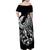 Personalised Polynesia Family Matching Off Shoulder Maxi Dress and Hawaiian Shirt Fish Hook Tattoo Go Fishing Polynesian Pattern Black - Wonder Print Shop