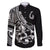 Personalised Polynesia Family Matching Puletasi Dress and Hawaiian Shirt Fish Hook Tattoo Go Fishing Polynesian Pattern Black - Wonder Print Shop