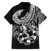 Personalised Polynesia Family Matching Summer Maxi Dress and Hawaiian Shirt Fish Hook Tattoo Go Fishing Polynesian Pattern Black - Wonder Print Shop