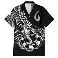 Personalised Polynesia Family Matching Tank Maxi Dress and Hawaiian Shirt Fish Hook Tattoo Go Fishing Polynesian Pattern Black - Wonder Print Shop