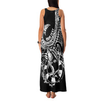 Personalised Polynesia Family Matching Tank Maxi Dress and Hawaiian Shirt Fish Hook Tattoo Go Fishing Polynesian Pattern Black - Wonder Print Shop