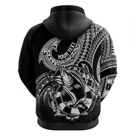 Personalised Polynesia Hoodie Fish Hook Tattoo Go Fishing Polynesian Pattern Black - Wonder Print Shop