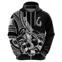 Personalised Polynesia Hoodie Fish Hook Tattoo Go Fishing Polynesian Pattern Black - Wonder Print Shop