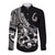 Personalised Polynesia Long Sleeve Button Shirt Fish Hook Tattoo Go Fishing Polynesian Pattern Black - Wonder Print Shop