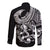 Personalised Polynesia Long Sleeve Button Shirt Fish Hook Tattoo Go Fishing Polynesian Pattern Black - Wonder Print Shop