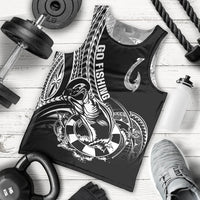 Personalised Polynesia Men Tank Top Fish Hook Tattoo Go Fishing Polynesian Pattern Black - Wonder Print Shop