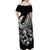 Personalised Polynesia Off Shoulder Maxi Dress Fish Hook Tattoo Go Fishing Polynesian Pattern Black - Wonder Print Shop