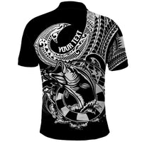 Personalised Polynesia Polo Shirt Fish Hook Tattoo Go Fishing Polynesian Pattern Black - Wonder Print Shop