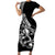 Personalised Polynesia Short Sleeve Bodycon Dress Fish Hook Tattoo Go Fishing Polynesian Pattern Black - Wonder Print Shop