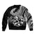 Personalised Polynesia Sleeve Zip Bomber Jacket Fish Hook Tattoo Go Fishing Polynesian Pattern Black - Wonder Print Shop