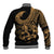 Polynesia Baseball Jacket Fish Hook Tattoo Go Fishing Polynesian Pattern Gold - Wonder Print Shop