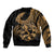 Polynesia Bomber Jacket Fish Hook Tattoo Go Fishing Polynesian Pattern Gold - Wonder Print Shop