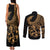 Polynesia Couples Matching Tank Maxi Dress and Long Sleeve Button Shirts Fish Hook Tattoo Go Fishing Polynesian Pattern Gold - Wonder Print Shop
