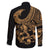 Polynesia Family Matching Long Sleeve Bodycon Dress and Hawaiian Shirt Fish Hook Tattoo Go Fishing Polynesian Pattern Gold - Wonder Print Shop
