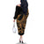 Polynesia Family Matching Off Shoulder Long Sleeve Dress and Hawaiian Shirt Fish Hook Tattoo Go Fishing Polynesian Pattern Gold - Wonder Print Shop