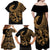Polynesia Family Matching Off Shoulder Maxi Dress and Hawaiian Shirt Fish Hook Tattoo Go Fishing Polynesian Pattern Gold - Wonder Print Shop