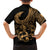 Polynesia Family Matching Off Shoulder Short Dress and Hawaiian Shirt Fish Hook Tattoo Go Fishing Polynesian Pattern Gold - Wonder Print Shop