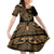 Polynesia Family Matching Off Shoulder Short Dress and Hawaiian Shirt Fish Hook Tattoo Go Fishing Polynesian Pattern Gold - Wonder Print Shop