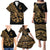 Polynesia Family Matching Puletasi Dress and Hawaiian Shirt Fish Hook Tattoo Go Fishing Polynesian Pattern Gold - Wonder Print Shop