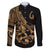 Polynesia Family Matching Puletasi Dress and Hawaiian Shirt Fish Hook Tattoo Go Fishing Polynesian Pattern Gold - Wonder Print Shop