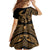 Polynesia Family Matching Short Sleeve Bodycon Dress and Hawaiian Shirt Fish Hook Tattoo Go Fishing Polynesian Pattern Gold - Wonder Print Shop
