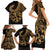 Polynesia Family Matching Short Sleeve Bodycon Dress and Hawaiian Shirt Fish Hook Tattoo Go Fishing Polynesian Pattern Gold - Wonder Print Shop