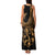 Polynesia Family Matching Tank Maxi Dress and Hawaiian Shirt Fish Hook Tattoo Go Fishing Polynesian Pattern Gold - Wonder Print Shop