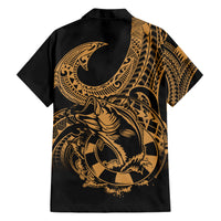 Polynesia Hawaiian Shirt Fish Hook Tattoo Go Fishing Polynesian Pattern Gold - Wonder Print Shop