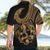 Polynesia Hawaiian Shirt Fish Hook Tattoo Go Fishing Polynesian Pattern Gold - Wonder Print Shop