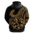 Polynesia Hoodie Fish Hook Tattoo Go Fishing Polynesian Pattern Gold - Wonder Print Shop
