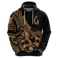 Polynesia Hoodie Fish Hook Tattoo Go Fishing Polynesian Pattern Gold - Wonder Print Shop