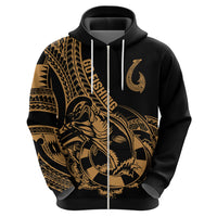 Polynesia Hoodie Fish Hook Tattoo Go Fishing Polynesian Pattern Gold - Wonder Print Shop