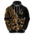 Polynesia Hoodie Fish Hook Tattoo Go Fishing Polynesian Pattern Gold - Wonder Print Shop