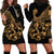 Polynesia Hoodie Dress Fish Hook Tattoo Go Fishing Polynesian Pattern Gold - Wonder Print Shop
