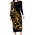 Polynesia Long Sleeve Bodycon Dress Fish Hook Tattoo Go Fishing Polynesian Pattern Gold - Wonder Print Shop