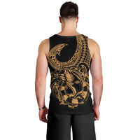 Polynesia Men Tank Top Fish Hook Tattoo Go Fishing Polynesian Pattern Gold - Wonder Print Shop