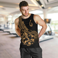 Polynesia Men Tank Top Fish Hook Tattoo Go Fishing Polynesian Pattern Gold - Wonder Print Shop