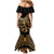 Polynesia Mermaid Dress Fish Hook Tattoo Go Fishing Polynesian Pattern Gold - Wonder Print Shop