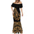 Polynesia Mermaid Dress Fish Hook Tattoo Go Fishing Polynesian Pattern Gold - Wonder Print Shop