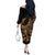 Polynesia Off The Shoulder Long Sleeve Dress Fish Hook Tattoo Go Fishing Polynesian Pattern Gold - Wonder Print Shop