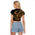 Polynesia Raglan Cropped T Shirt Fish Hook Tattoo Go Fishing Polynesian Pattern Gold - Wonder Print Shop