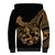 Polynesia Sherpa Hoodie Fish Hook Tattoo Go Fishing Polynesian Pattern Gold - Wonder Print Shop