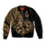 Polynesia Sleeve Zip Bomber Jacket Fish Hook Tattoo Go Fishing Polynesian Pattern Gold - Wonder Print Shop