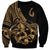 Polynesia Sweatshirt Fish Hook Tattoo Go Fishing Polynesian Pattern Gold - Wonder Print Shop