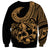 Polynesia Sweatshirt Fish Hook Tattoo Go Fishing Polynesian Pattern Gold - Wonder Print Shop