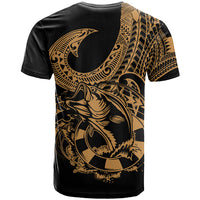 Polynesia T Shirt Fish Hook Tattoo Go Fishing Polynesian Pattern Gold - Wonder Print Shop