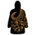 Polynesia Wearable Blanket Hoodie Fish Hook Tattoo Go Fishing Polynesian Pattern Gold - Wonder Print Shop