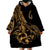 Polynesia Wearable Blanket Hoodie Fish Hook Tattoo Go Fishing Polynesian Pattern Gold - Wonder Print Shop