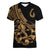 Polynesia Women V Neck T Shirt Fish Hook Tattoo Go Fishing Polynesian Pattern Gold - Wonder Print Shop