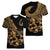 Polynesia Women V Neck T Shirt Fish Hook Tattoo Go Fishing Polynesian Pattern Gold - Wonder Print Shop